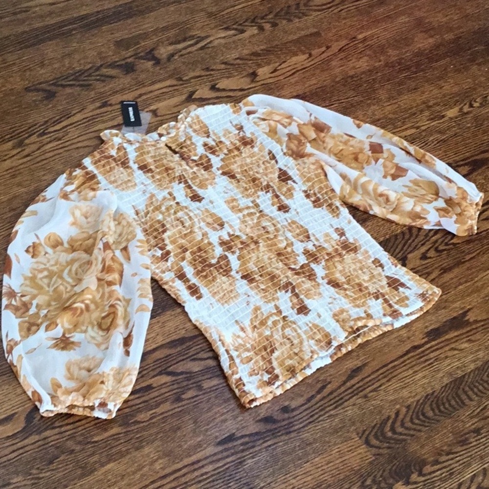 Express Floral Smocked Blouse